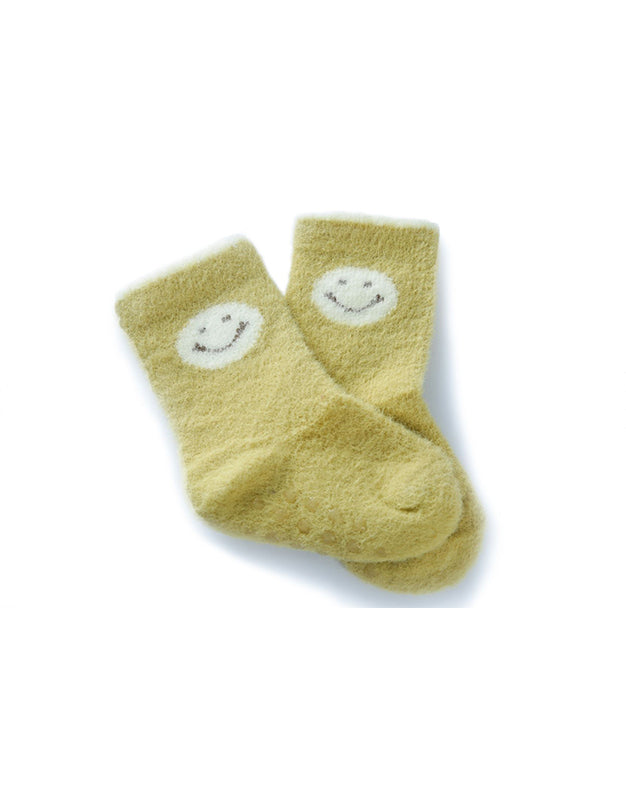Fuzzy Yellow Smile Socks