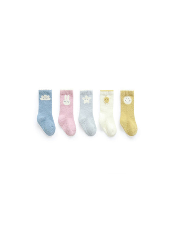 Fuzzy Yellow Smile Socks